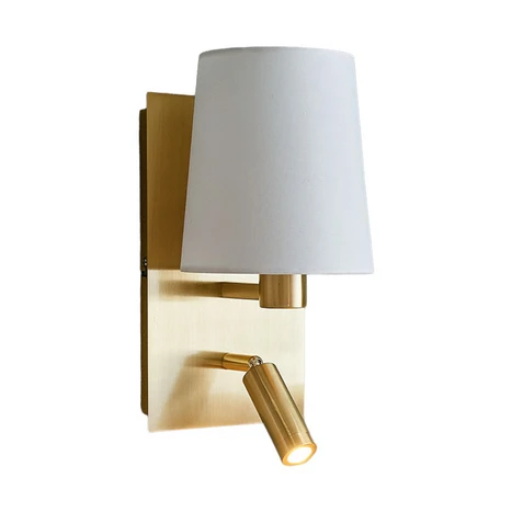 Applique murale Lindby Aiden, blanc, laiton, lampe de lecture LED